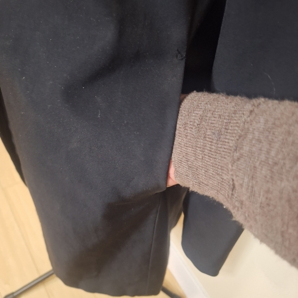 Theory black straight car coat hidden pockets polyester/lycra SZ M - Picture 4 of 9